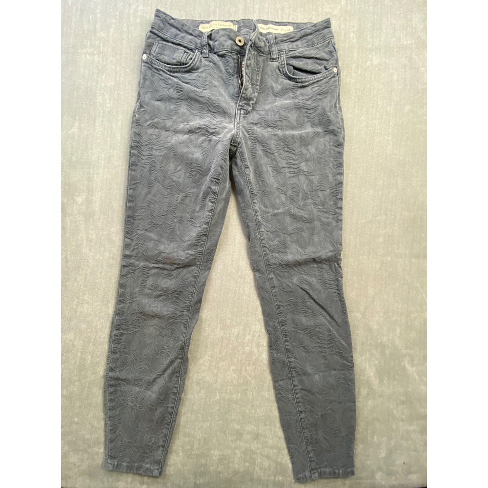 Pilcro and the Letterpress High Rise Skinny Jeans Blue Gray Floral Texture 28